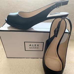 Navy Blue Peep Toe Slingback